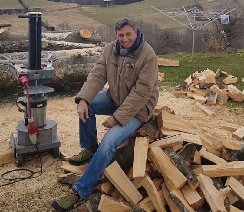 “Cepljenje po cepljenju”- Zapis Boruta Pahorja na Instagramu, kjer je objavil fotografijo, na kateri je “cepil” drva